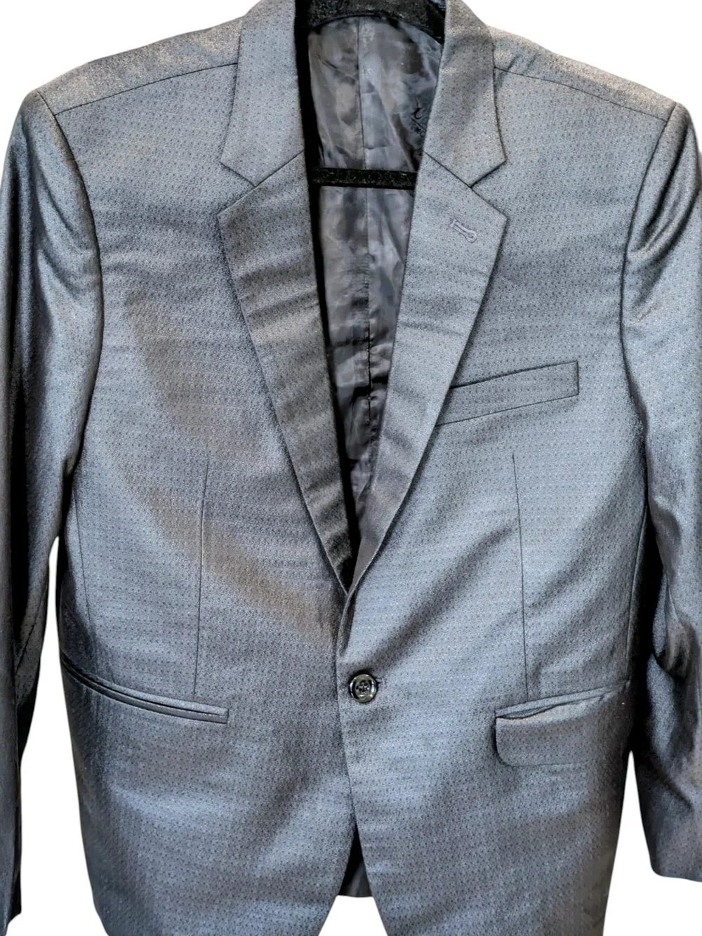 Men's Formal Charcoal Metallic Grey Slim Fit 2 Piece Suit Set Xl